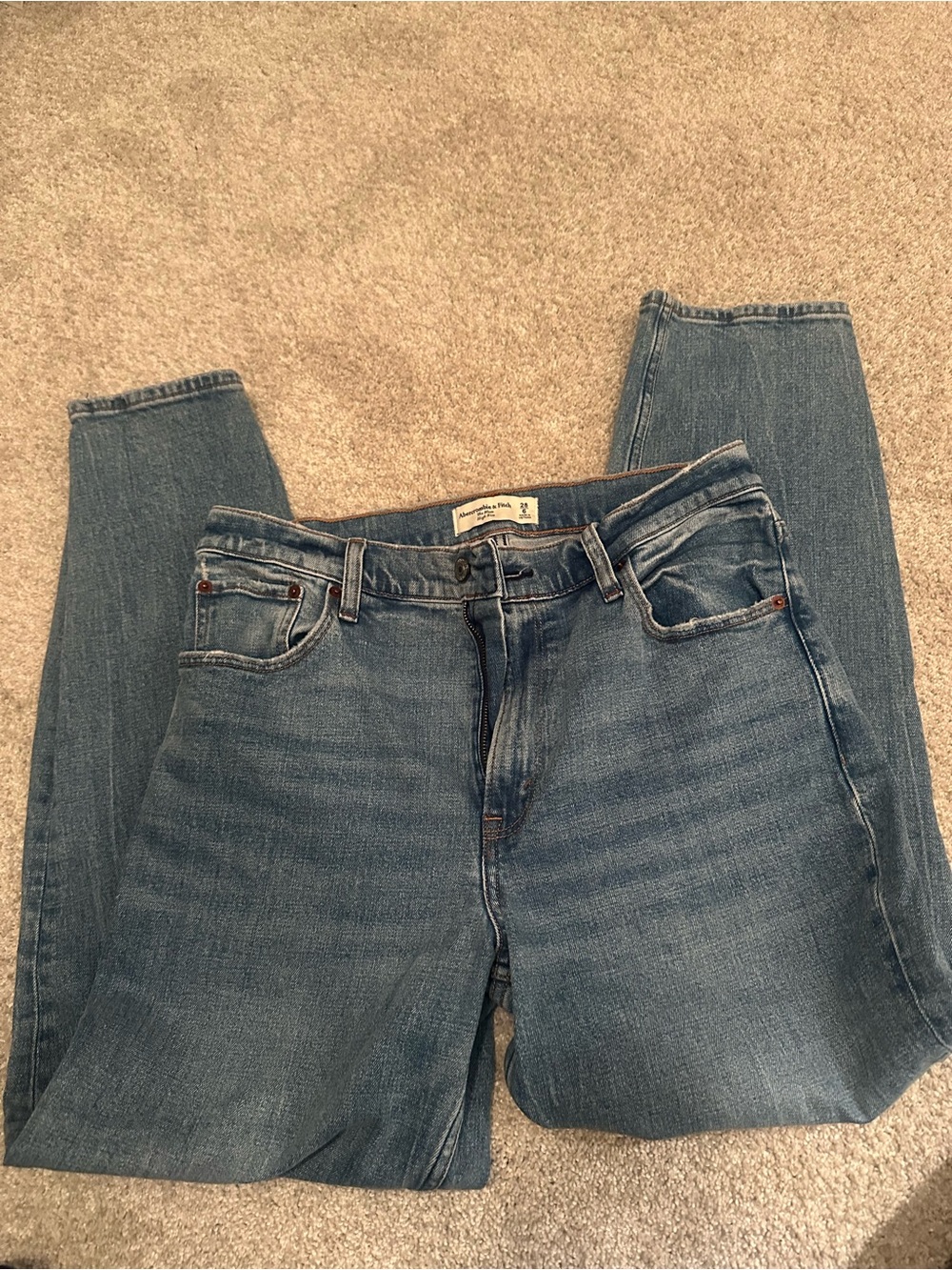 Abercrombie & Fitch Women's Straight Jeans - Medium Blue Wash
